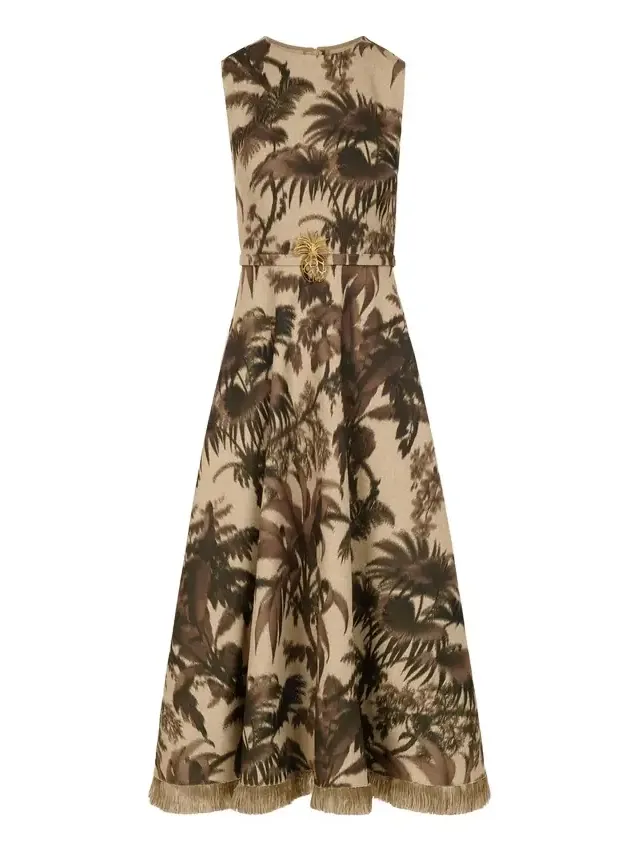 Chiné Palm Leaves Dress