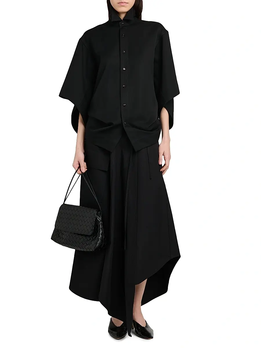 Bottega Veneta Women's Cape-Sleeve Wool-Twill Shirt | Thumbnail 2 Bottega Veneta Women's Cape-Sleeve Wool-Twill Shirt | Thumbnail 2