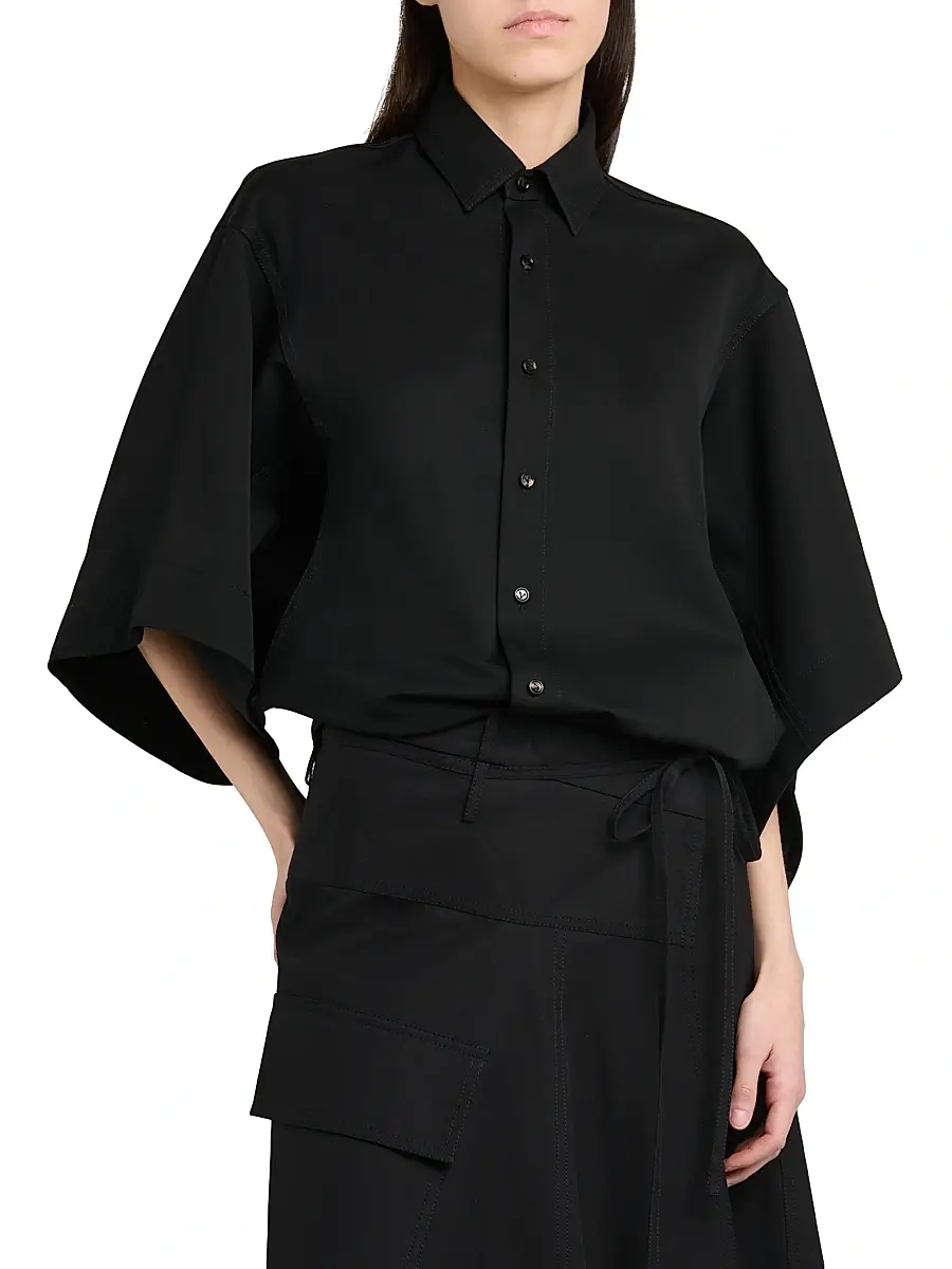 Bottega Veneta Women's Cape-Sleeve Wool-Twill Shirt | Thumbnail 3 Bottega Veneta Women's Cape-Sleeve Wool-Twill Shirt | Thumbnail 3
