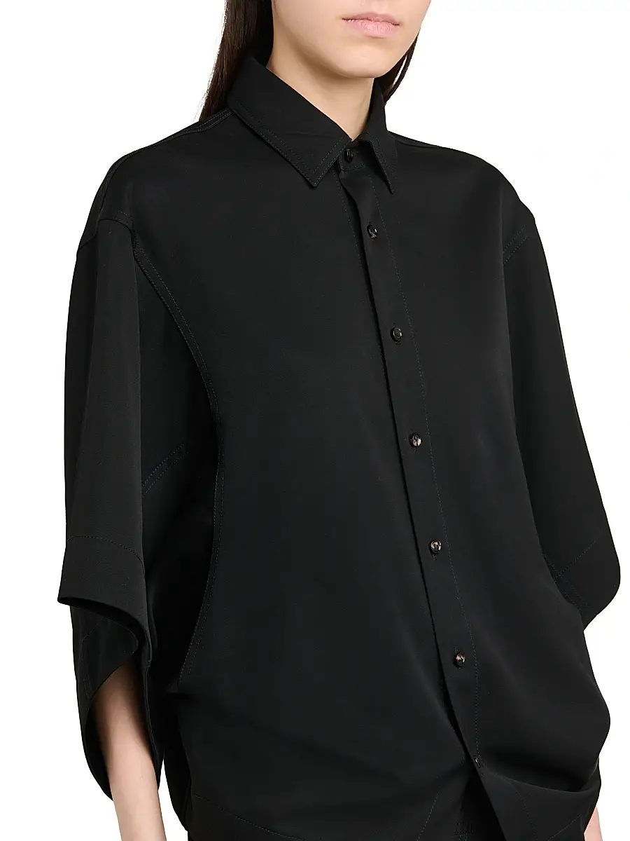 Bottega Veneta Women's Cape-Sleeve Wool-Twill Shirt | Thumbnail 6 Bottega Veneta Women's Cape-Sleeve Wool-Twill Shirt | Thumbnail 6