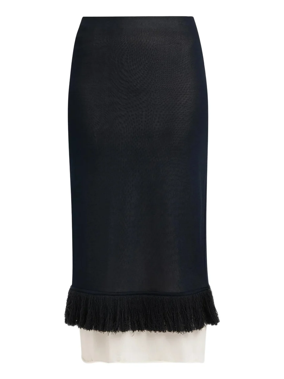 Women's Layered Fringe-Hem Fluid Silk-Knit Midi-Skirt Women's Layered Fringe-Hem Fluid Silk-Knit Midi-Skirt