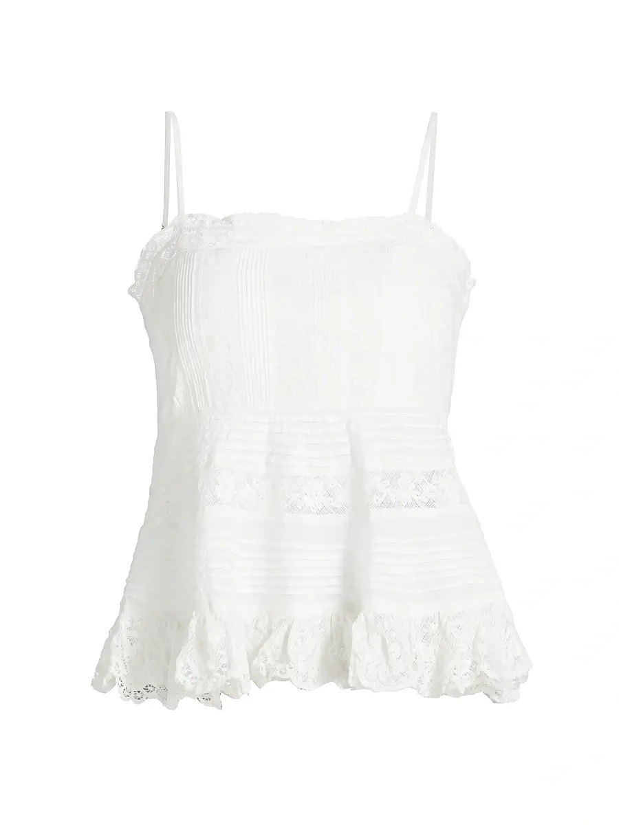 LoveShackFancy Women's Charlieann Lace Top - Bright White - Size 6 | Image 1 LoveShackFancy Women's Charlieann Lace Top - Bright White - Size 6 | Image 1