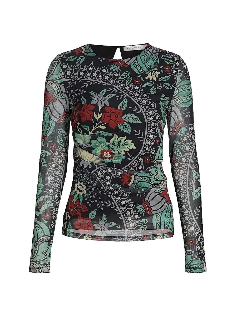 Elie Tahari Women's The Delilah Floral Mesh Top | Image 1 Elie Tahari Women's The Delilah Floral Mesh Top | Image 1