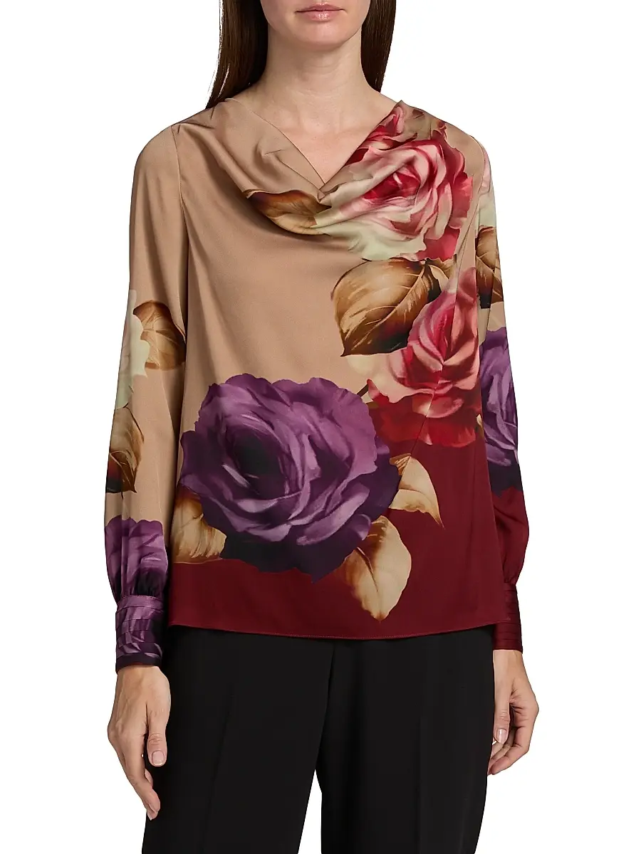Elie Tahari Women's Shira Floral Silk Blouse | Thumbnail 3 Elie Tahari Women's Shira Floral Silk Blouse | Thumbnail 3