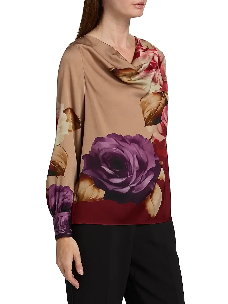 Elie Tahari Women's Shira Floral Silk Blouse | Thumbnail 4 Elie Tahari Women's Shira Floral Silk Blouse | Thumbnail 4