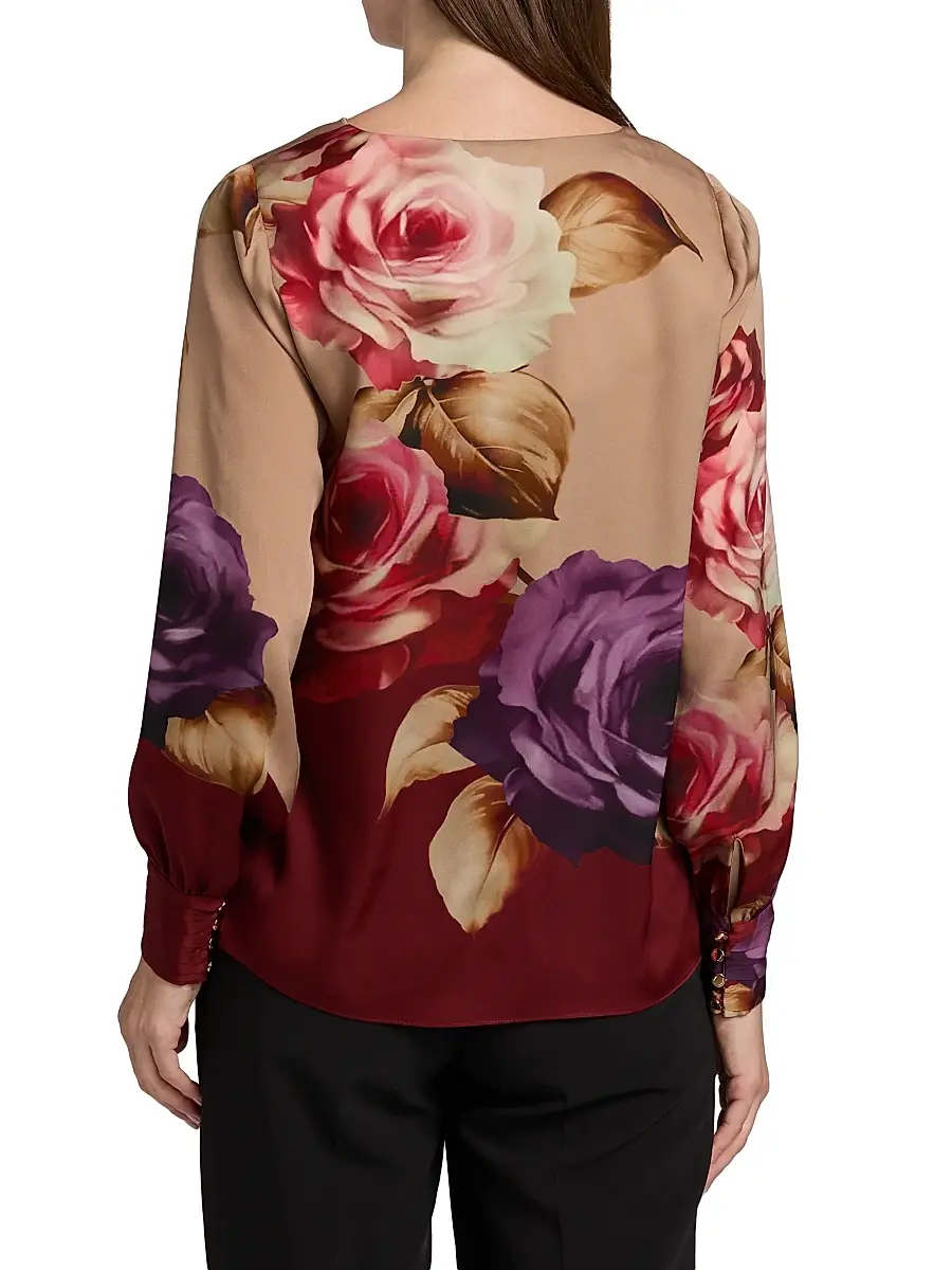Elie Tahari Women's Shira Floral Silk Blouse | Thumbnail 5 Elie Tahari Women's Shira Floral Silk Blouse | Thumbnail 5