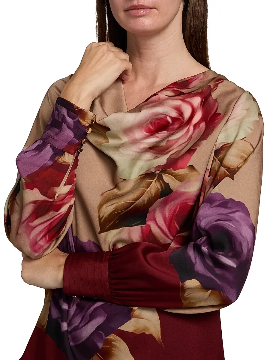 Elie Tahari Women's Shira Floral Silk Blouse | Thumbnail 6 Elie Tahari Women's Shira Floral Silk Blouse | Thumbnail 6