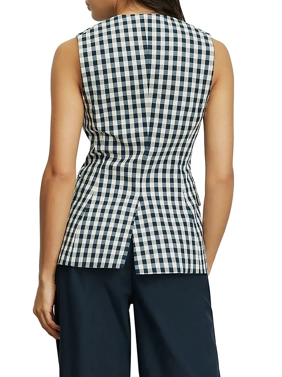 Veronica Beard Women's Lois Gingham Longline Vest | Thumbnail 5 Veronica Beard Women's Lois Gingham Longline Vest | Thumbnail 5