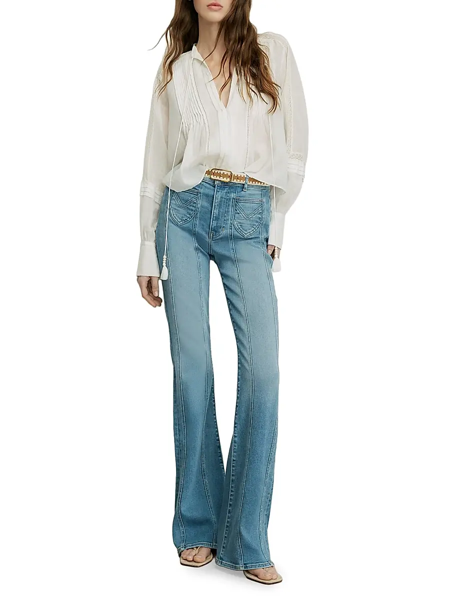 Veronica Beard Women's Sawyer Pintuck Tie-Front Blouse | Thumbnail 2 Veronica Beard Women's Sawyer Pintuck Tie-Front Blouse | Thumbnail 2