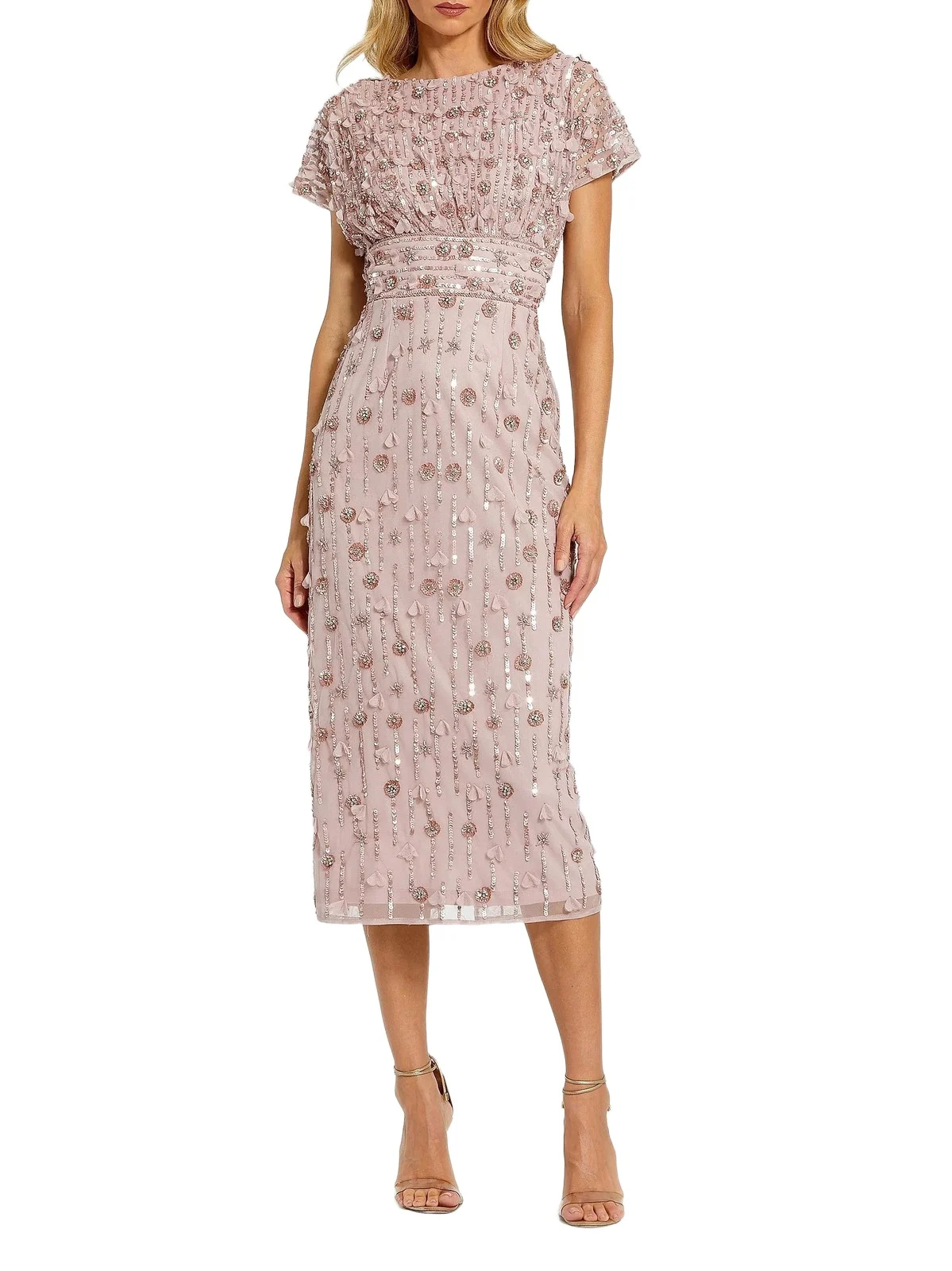 Women's Beaded Tulle Column Midi-Dress Women's Beaded Tulle Column Midi-Dress