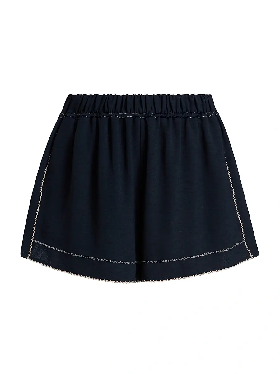 Ramy Brook Women's Anaya Embroidered Shorts - Navy - Size Large | Image 1 Ramy Brook Women's Anaya Embroidered Shorts - Navy - Size Large | Image 1