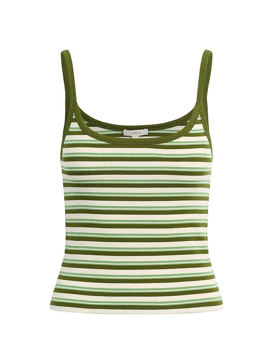 Joe's Jeans Women's Striped Cotton-Blend Cami - Fern Pesto Stripe - Size XL | Image 1 Joe's Jeans Women's Striped Cotton-Blend Cami - Fern Pesto Stripe - Size XL | Image 1