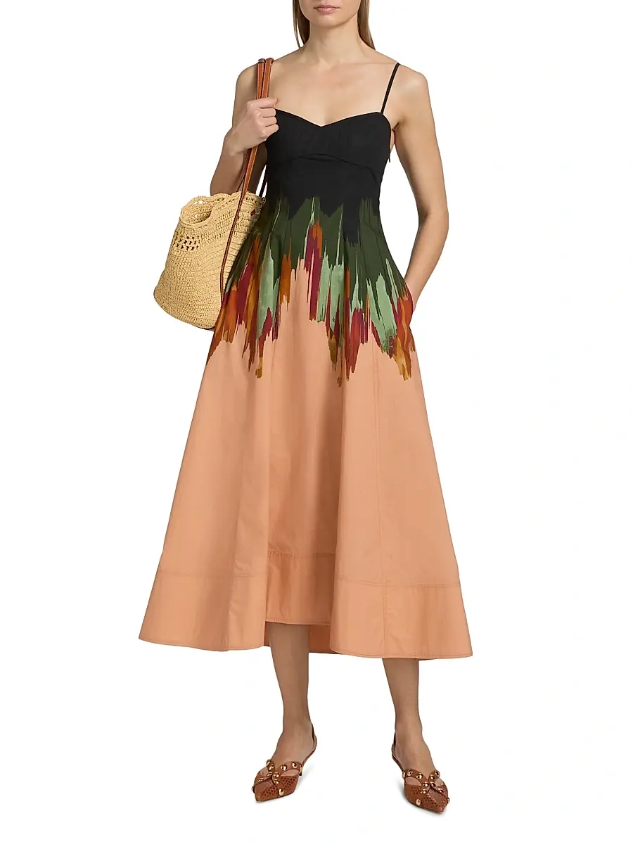 Ulla Johnson Women's Nova Splatter-Paint A-Line Midi-Dress | Thumbnail 2