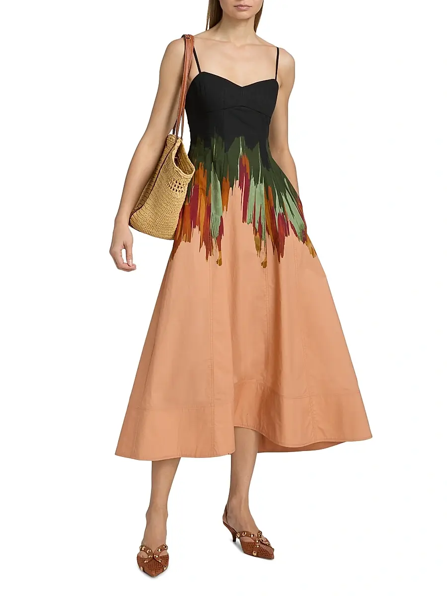 Ulla Johnson Women's Nova Splatter-Paint A-Line Midi-Dress | Thumbnail 3