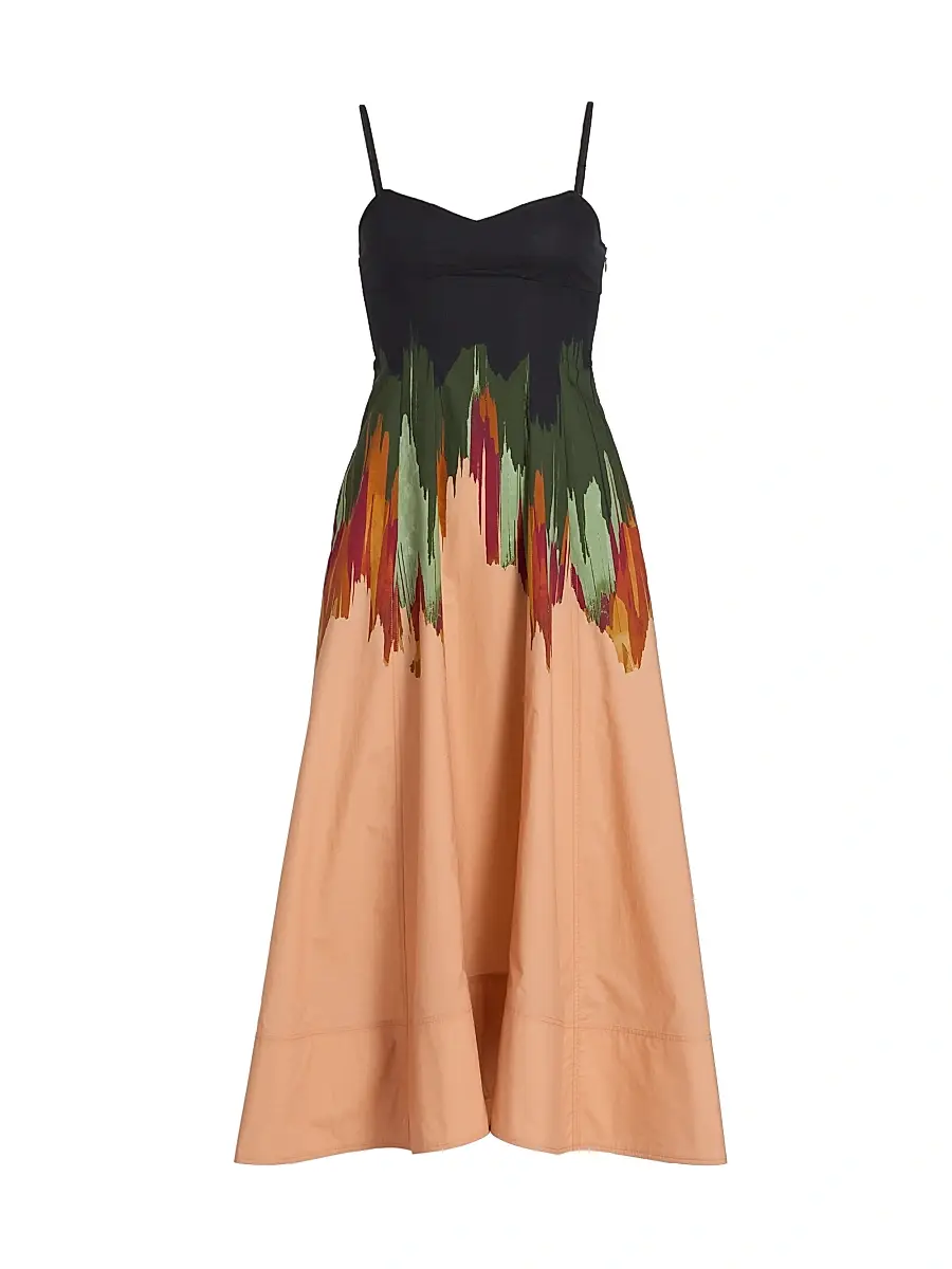 Ulla Johnson Women's Nova Splatter-Paint A-Line Midi-Dress | Image 1 Ulla Johnson Women's Nova Splatter-Paint A-Line Midi-Dress | Image 1