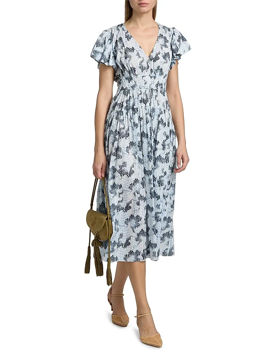 Ulla Johnson Women's Lyria Abstract Cotton-Blend Midi-Dress | Thumbnail 2 Ulla Johnson Women's Lyria Abstract Cotton-Blend Midi-Dress | Thumbnail 2
