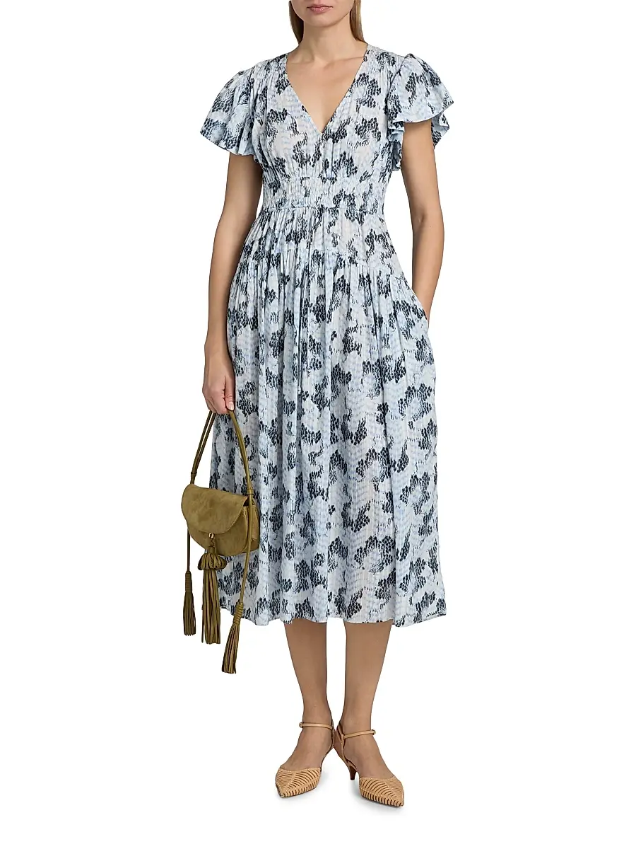Ulla Johnson Women's Lyria Abstract Cotton-Blend Midi-Dress | Thumbnail 3 Ulla Johnson Women's Lyria Abstract Cotton-Blend Midi-Dress | Thumbnail 3