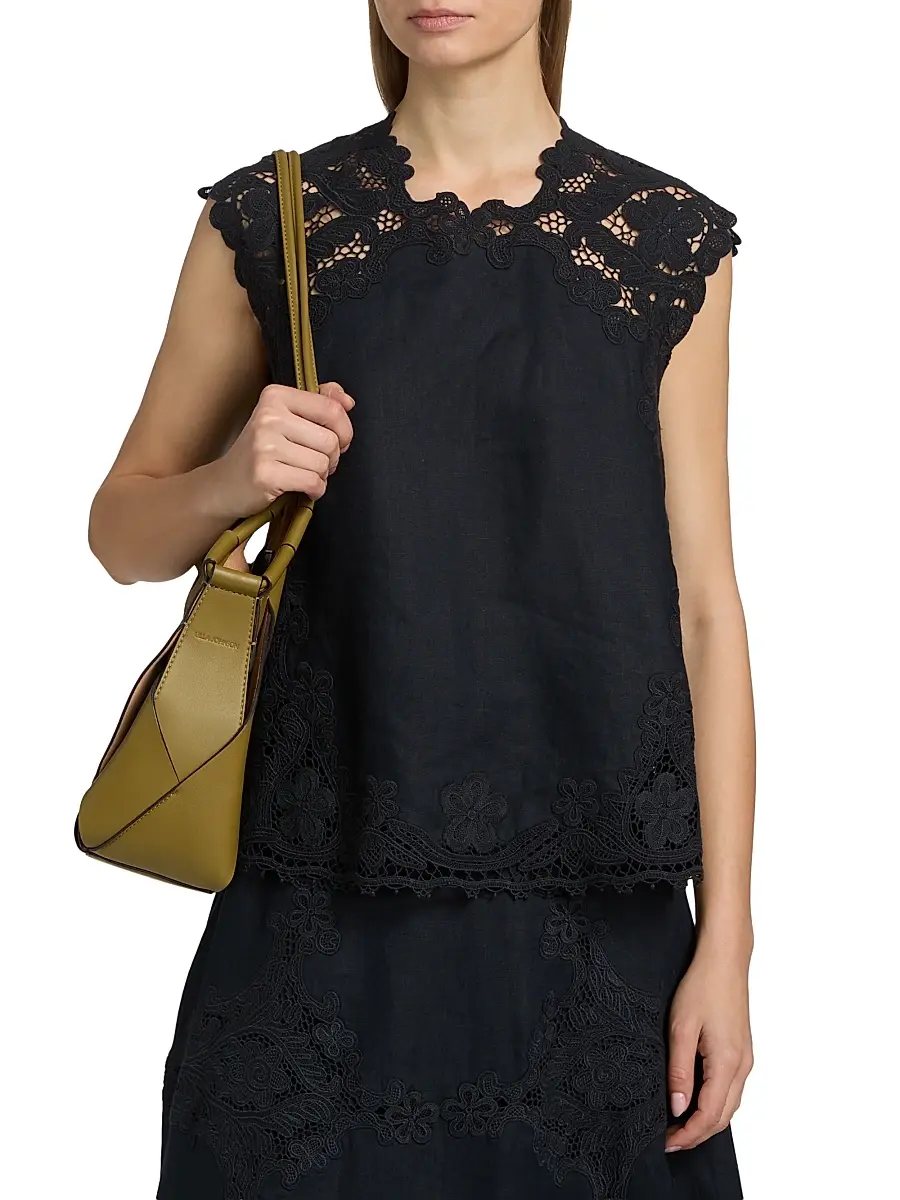 Ulla Johnson Women's Amelie Floral-Embroidered Linen Top | Thumbnail 3