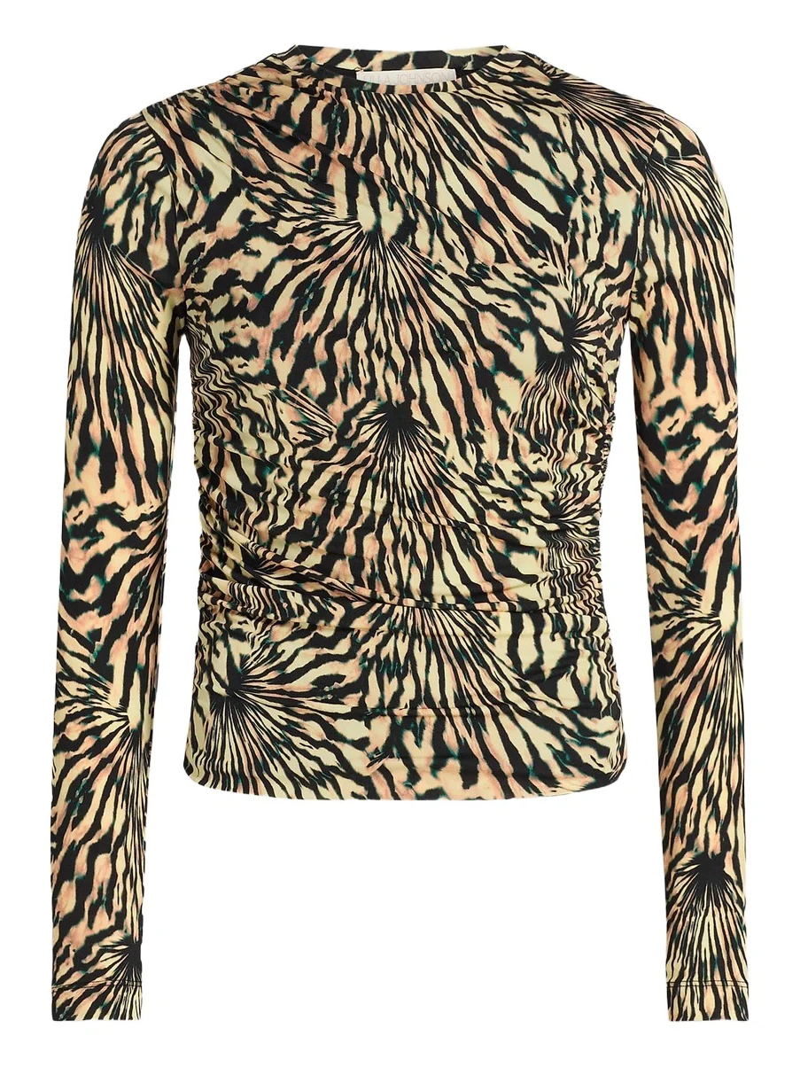 Women's Nova Ruched Tiger-Print Long-Sleeve Top Women's Nova Ruched Tiger-Print Long-Sleeve Top