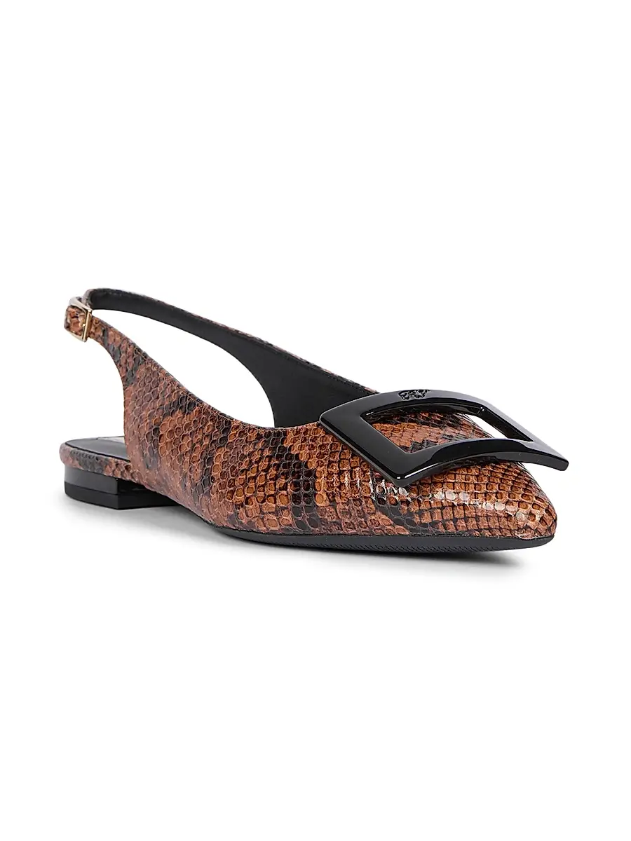Roger Vivier Women's Gommettine Snakeskin-Embossed Leather Ballerina Flats | Thumbnail 2 Roger Vivier Women's Gommettine Snakeskin-Embossed Leather Ballerina Flats | Thumbnail 2