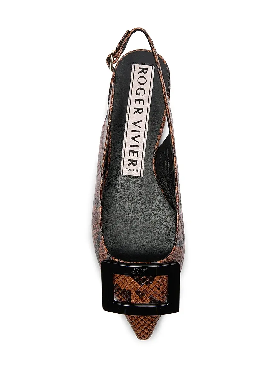 Roger Vivier Women's Gommettine Snakeskin-Embossed Leather Ballerina Flats | Thumbnail 4 Roger Vivier Women's Gommettine Snakeskin-Embossed Leather Ballerina Flats | Thumbnail 4