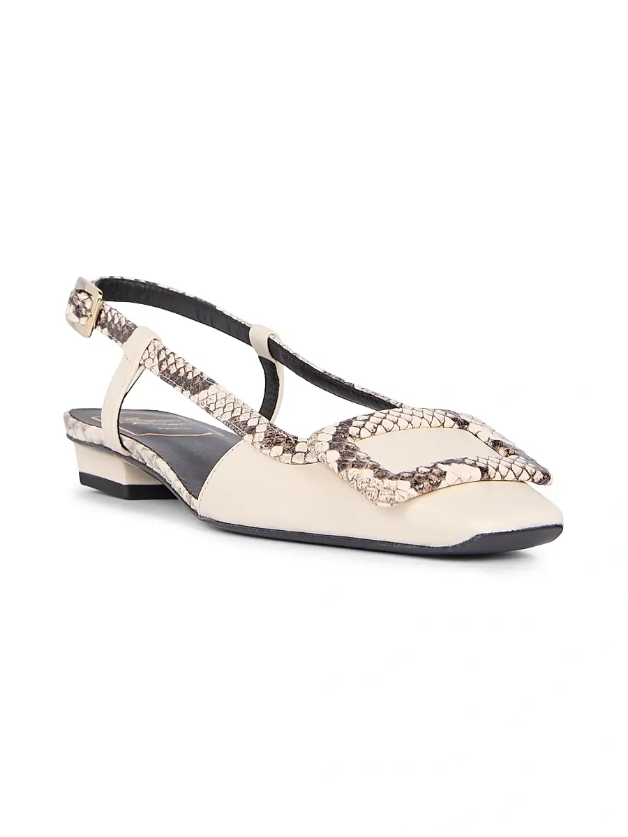 Roger Vivier Women's Snakeskin-Embossed Trim Leather Slingback Pumps | Thumbnail 2 Roger Vivier Women's Snakeskin-Embossed Trim Leather Slingback Pumps | Thumbnail 2
