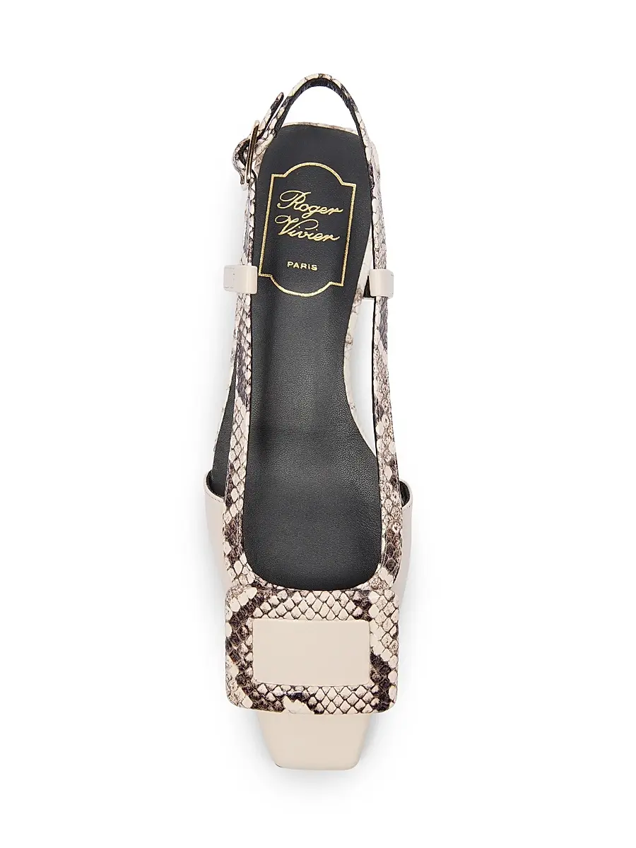 Roger Vivier Women's Snakeskin-Embossed Trim Leather Slingback Pumps | Thumbnail 4 Roger Vivier Women's Snakeskin-Embossed Trim Leather Slingback Pumps | Thumbnail 4