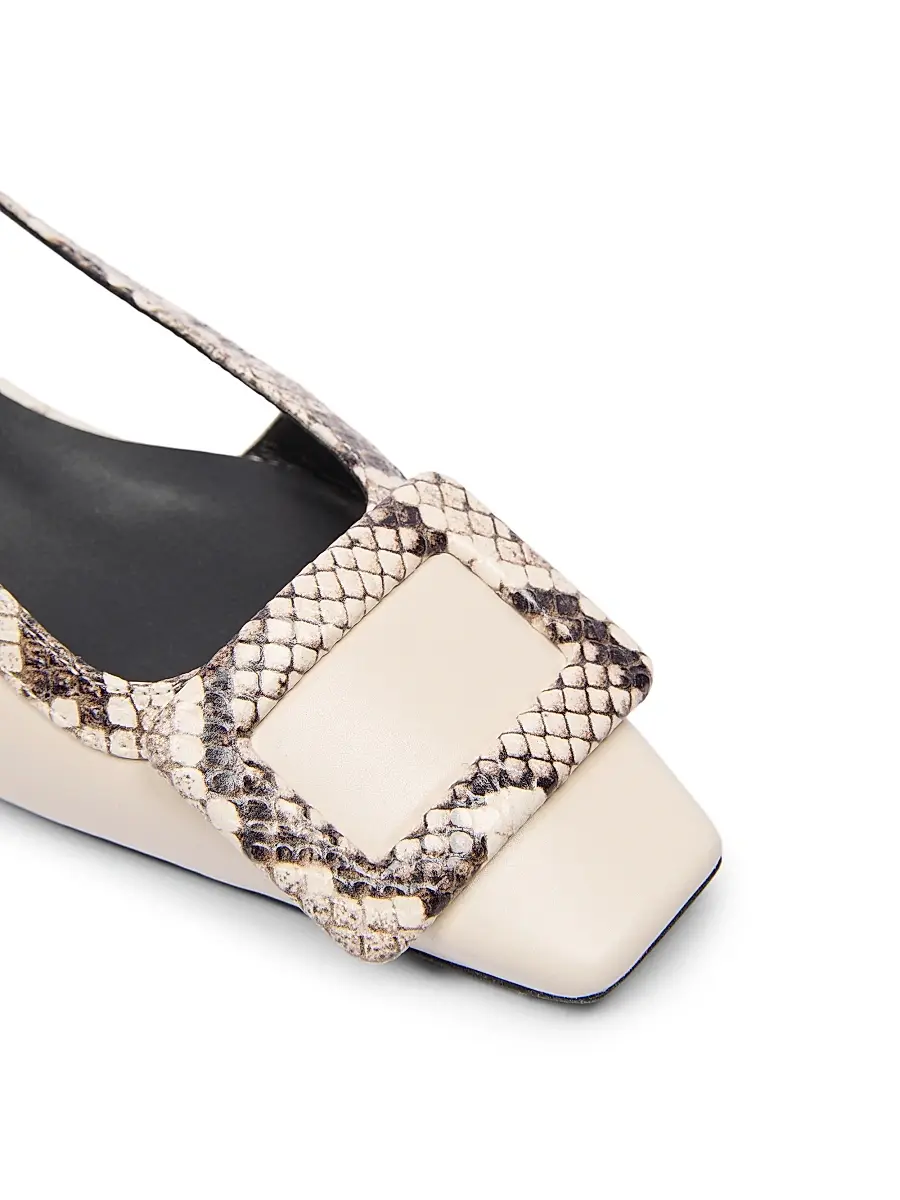 Roger Vivier Women's Snakeskin-Embossed Trim Leather Slingback Pumps | Thumbnail 5 Roger Vivier Women's Snakeskin-Embossed Trim Leather Slingback Pumps | Thumbnail 5