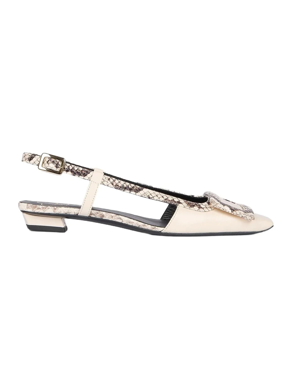 Roger Vivier Women's Snakeskin-Embossed Trim Leather Slingback Pumps