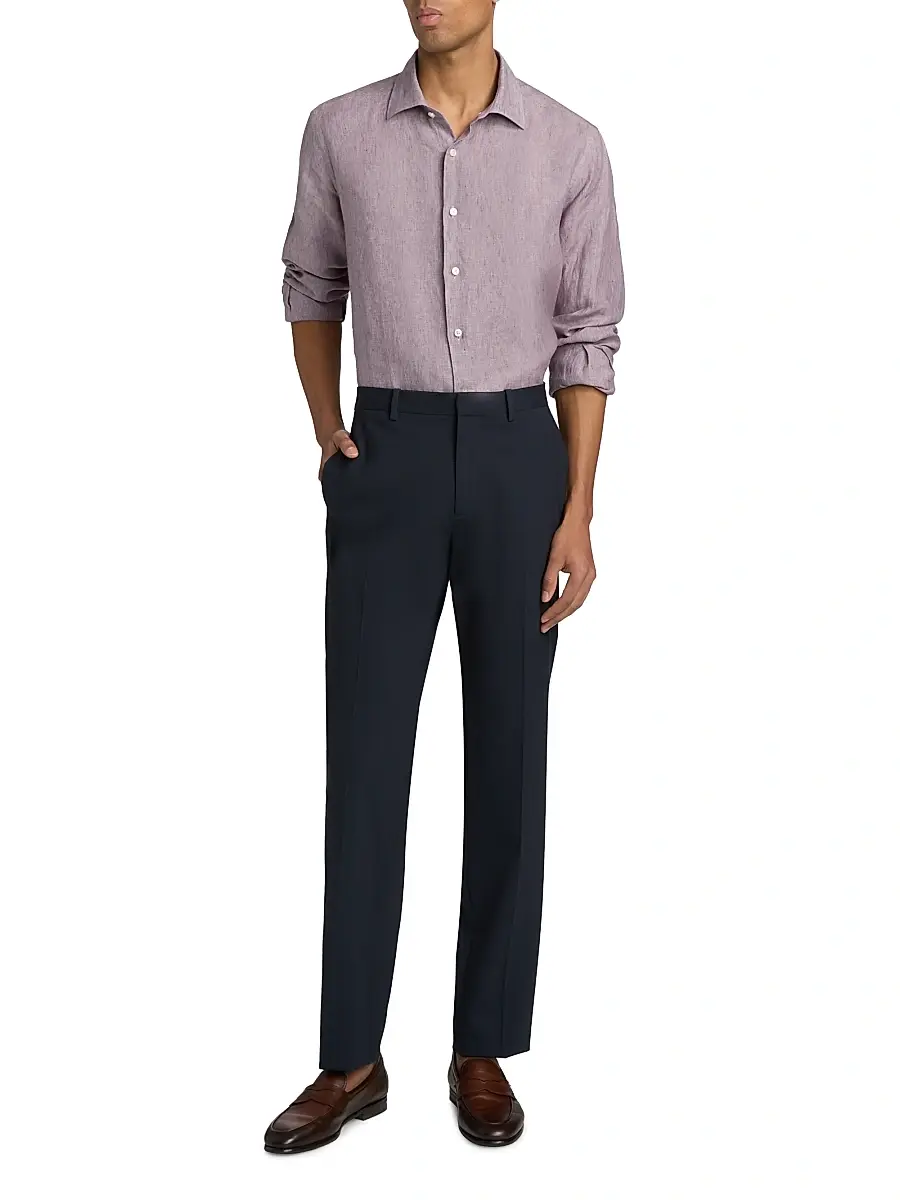 Saks Fifth Avenue Men's COLLECTION Delave Linen Short-Sleeve Shirt | Thumbnail 2 Saks Fifth Avenue Men's COLLECTION Delave Linen Short-Sleeve Shirt | Thumbnail 2