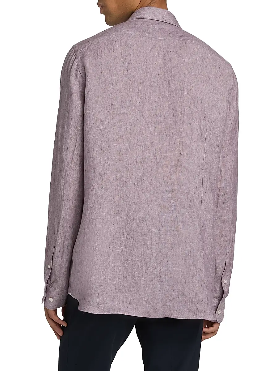 Saks Fifth Avenue Men's COLLECTION Delave Linen Short-Sleeve Shirt | Thumbnail 5 Saks Fifth Avenue Men's COLLECTION Delave Linen Short-Sleeve Shirt | Thumbnail 5