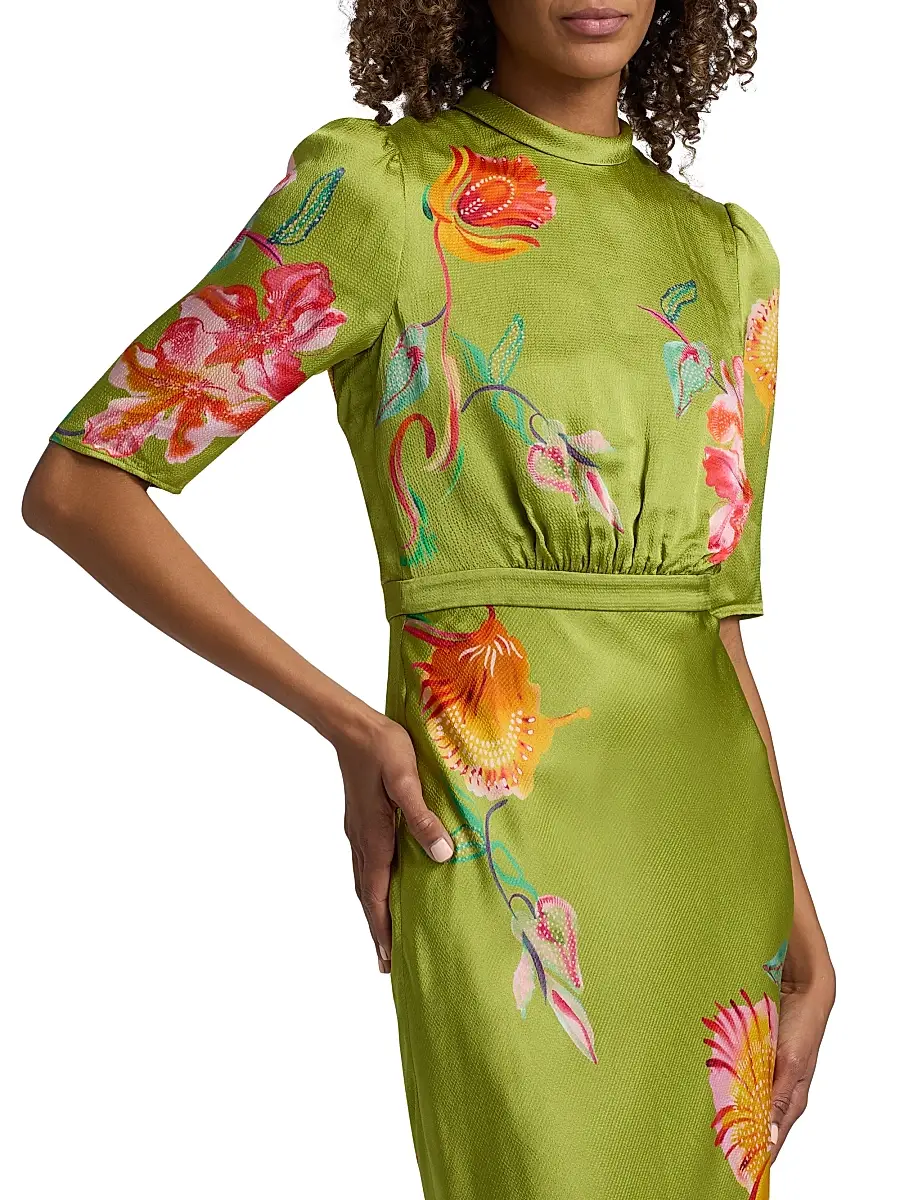 Saloni Women's Adele-B Floral Satin Maxi Dress | Thumbnail 6 Saloni Women's Adele-B Floral Satin Maxi Dress | Thumbnail 6