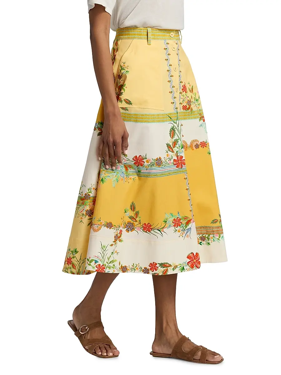 Saloni Women's Kali Zinnia Patchwork Midi-Skirt | Thumbnail 4 Saloni Women's Kali Zinnia Patchwork Midi-Skirt | Thumbnail 4