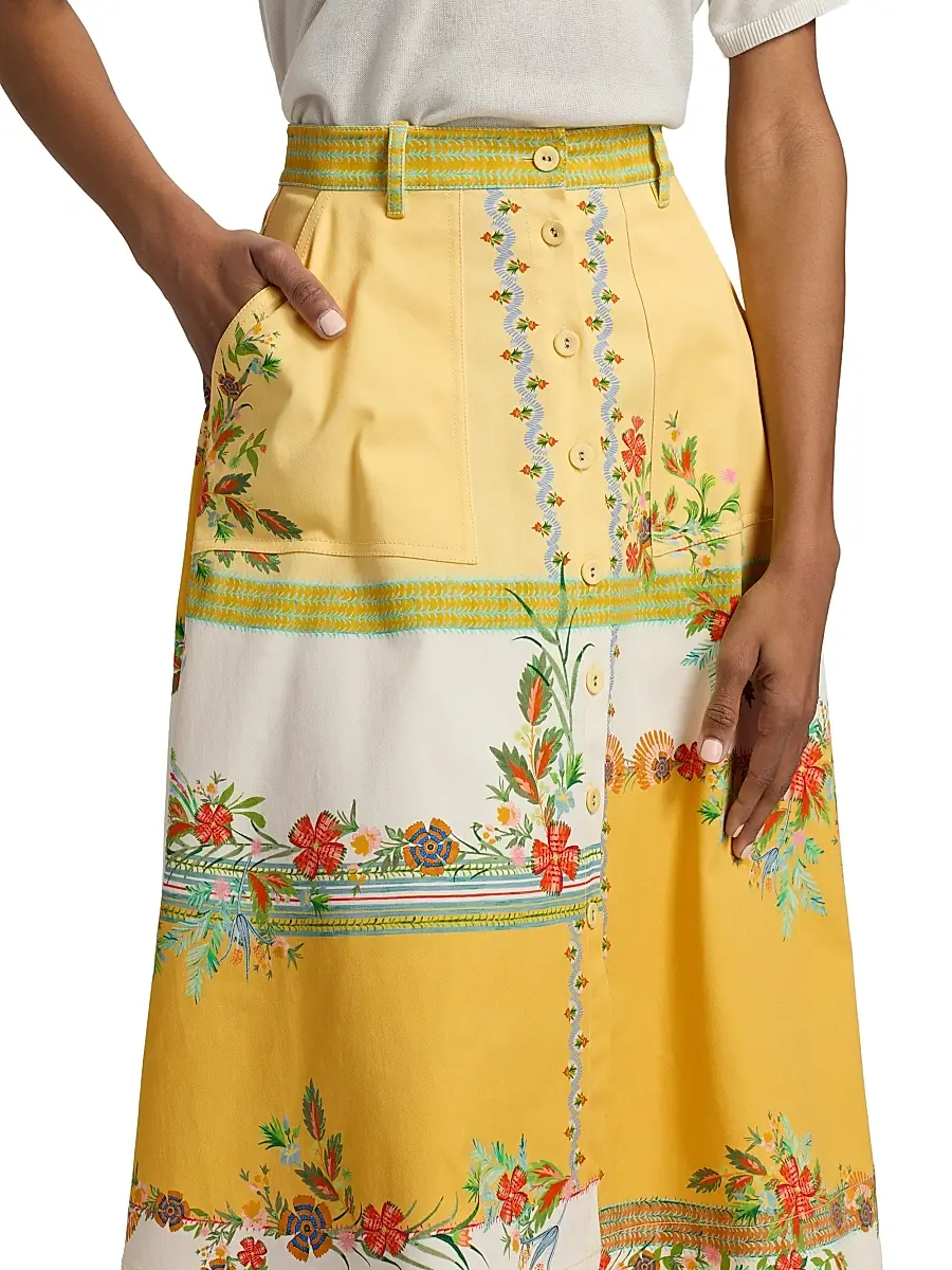 Saloni Women's Kali Zinnia Patchwork Midi-Skirt | Thumbnail 6 Saloni Women's Kali Zinnia Patchwork Midi-Skirt | Thumbnail 6