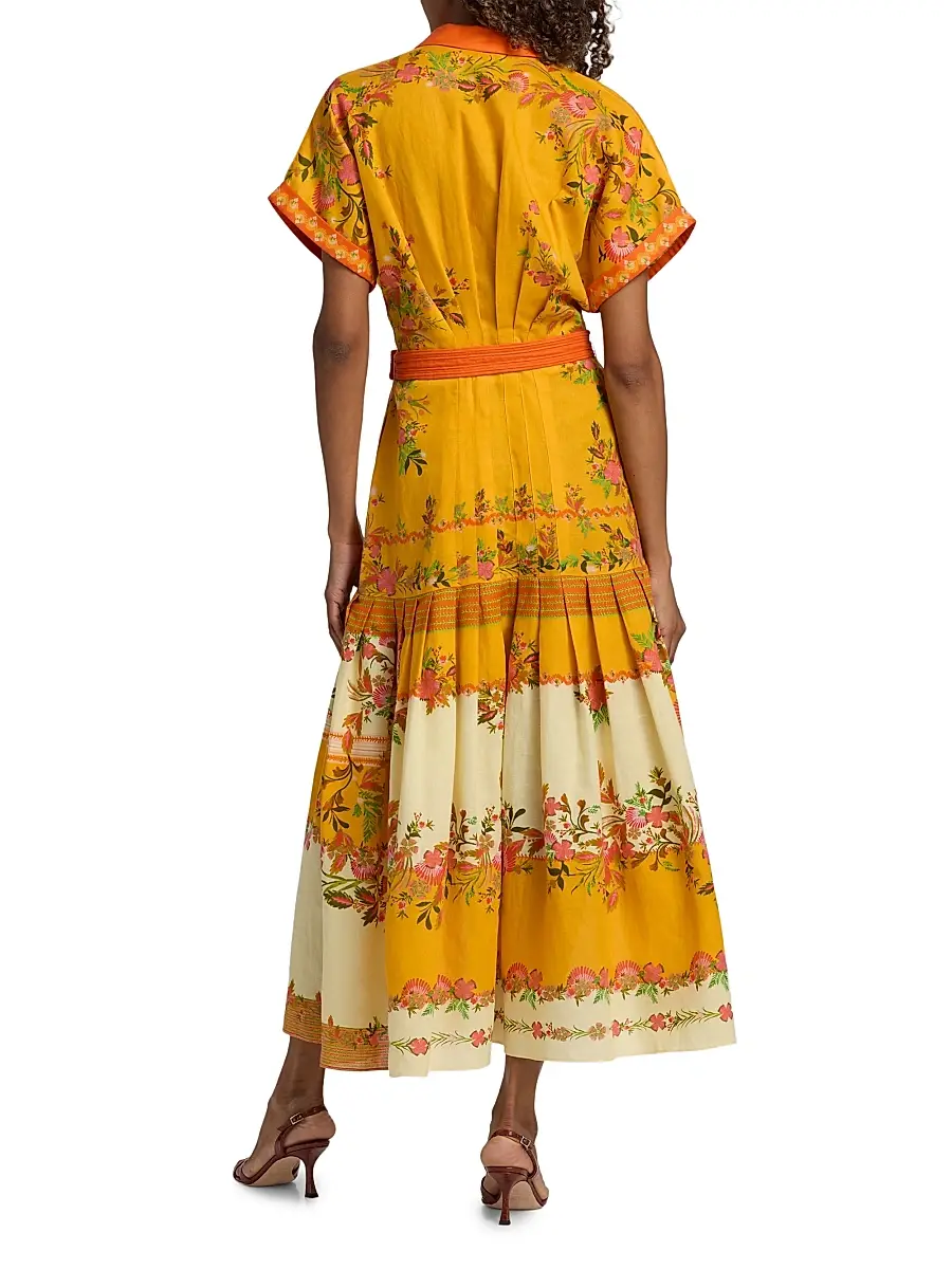 Saloni Women's Riya Floral Linen-Cotton Midi-Dress | Thumbnail 5 Saloni Women's Riya Floral Linen-Cotton Midi-Dress | Thumbnail 5