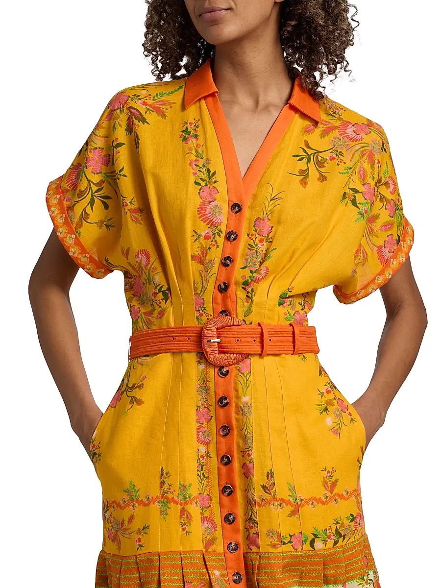 Saloni Women's Riya Floral Linen-Cotton Midi-Dress | Thumbnail 6 Saloni Women's Riya Floral Linen-Cotton Midi-Dress | Thumbnail 6