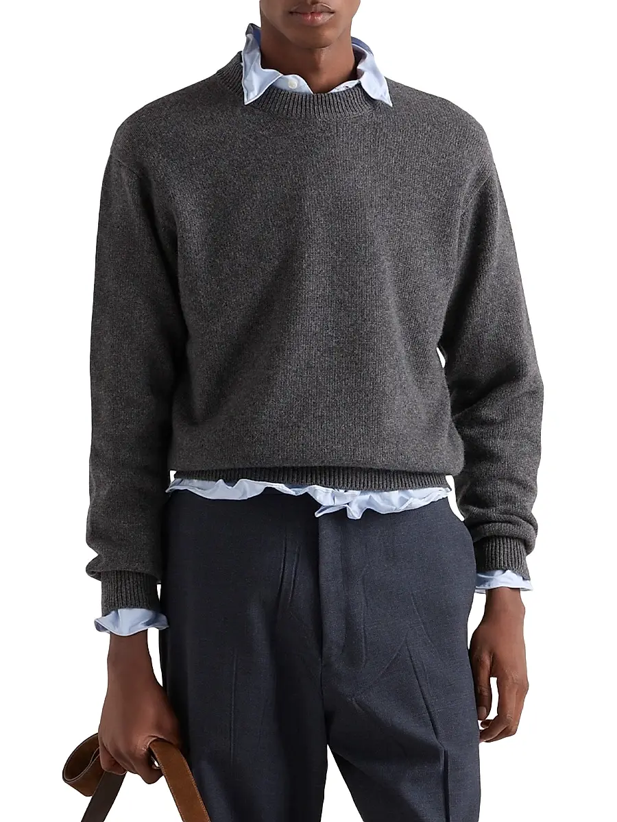 Prada Men's Re-Cashmere Crewneck Sweater | Thumbnail 2 Prada Men's Re-Cashmere Crewneck Sweater | Thumbnail 2