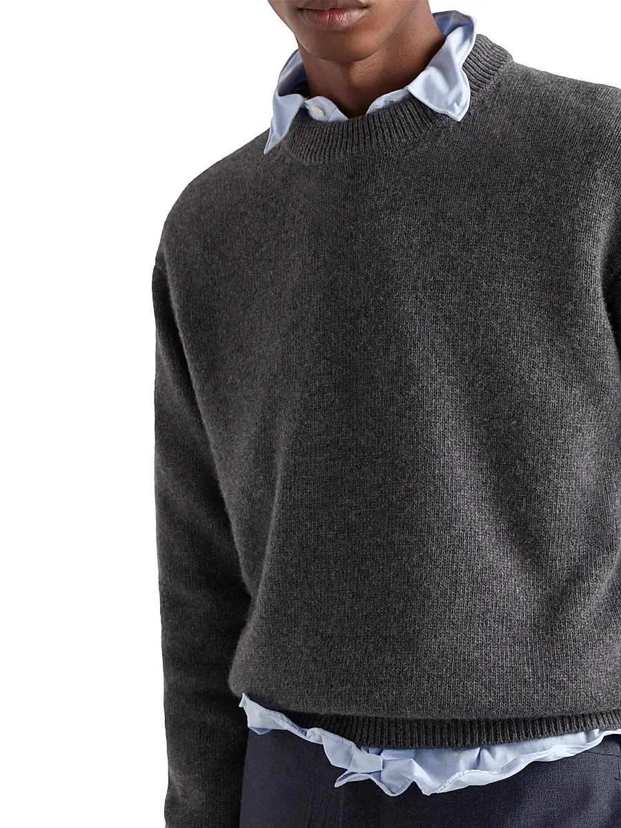 Prada Men's Re-Cashmere Crewneck Sweater | Thumbnail 4 Prada Men's Re-Cashmere Crewneck Sweater | Thumbnail 4