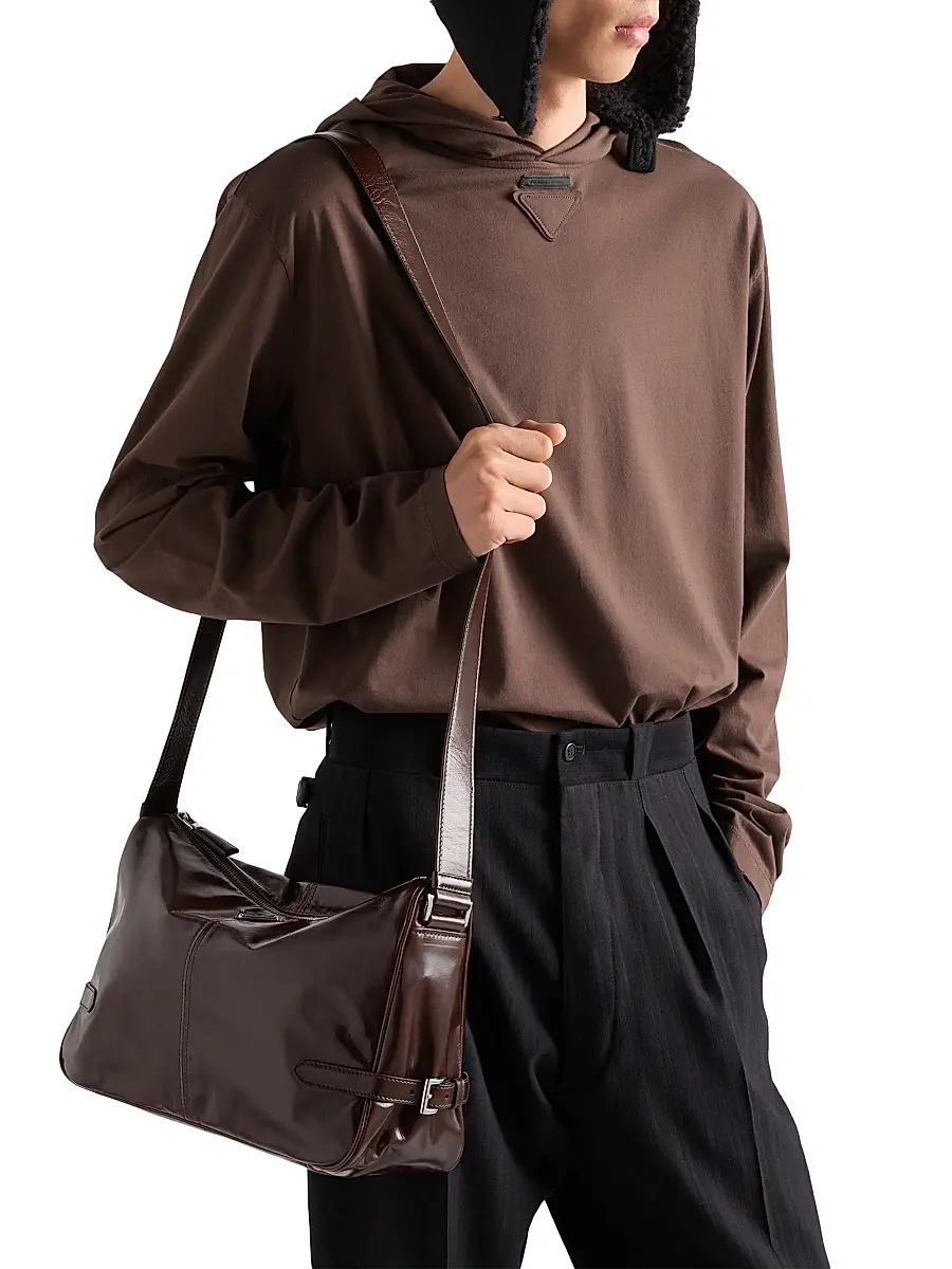 Prada Men's Leather Shoulder Bag | Thumbnail 2 Prada Men's Leather Shoulder Bag | Thumbnail 2