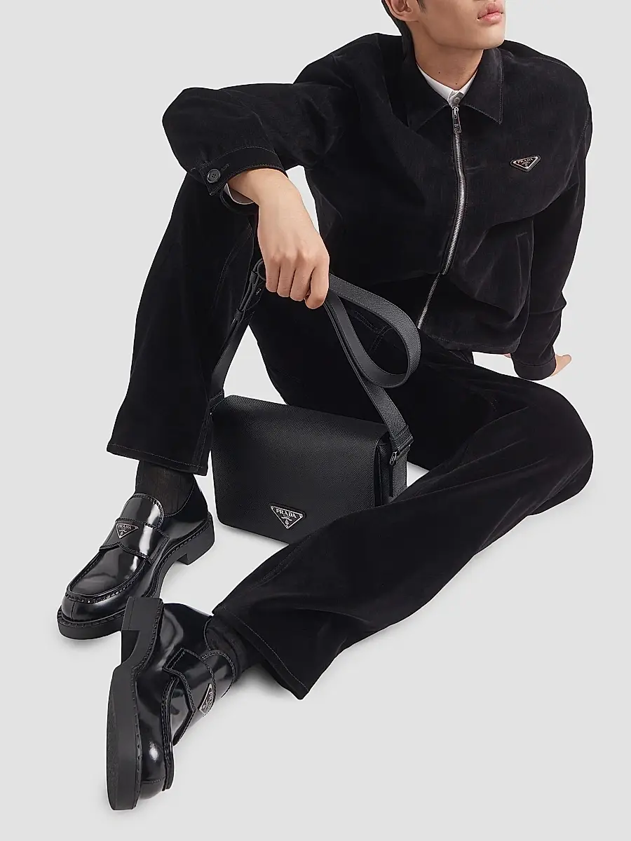 Prada Men's Men's Brushed Leather Loafers | Thumbnail 2 Prada Men's Men's Brushed Leather Loafers | Thumbnail 2
