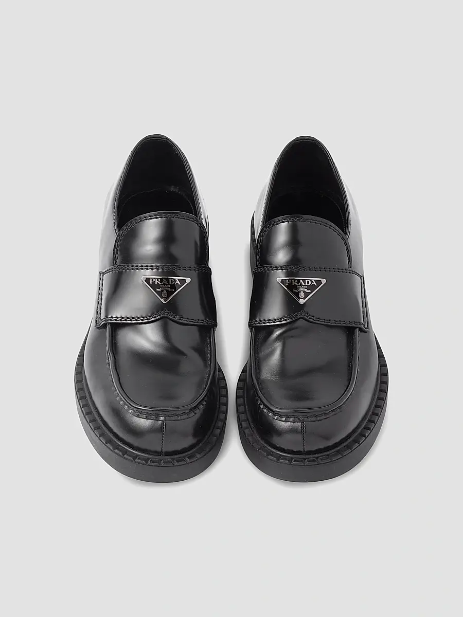 Prada Men's Men's Brushed Leather Loafers | Thumbnail 3 Prada Men's Men's Brushed Leather Loafers | Thumbnail 3
