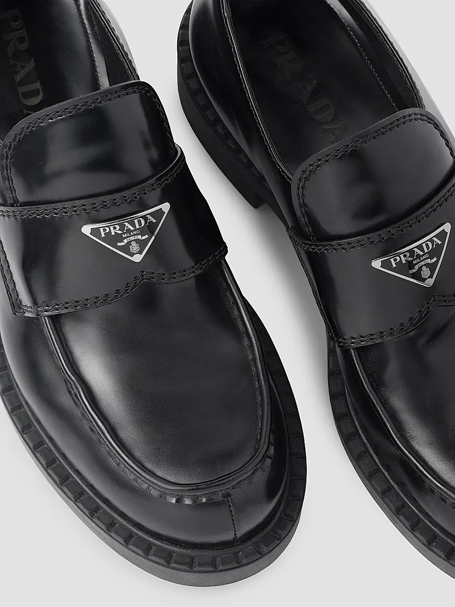 Prada Men's Men's Brushed Leather Loafers | Thumbnail 5 Prada Men's Men's Brushed Leather Loafers | Thumbnail 5