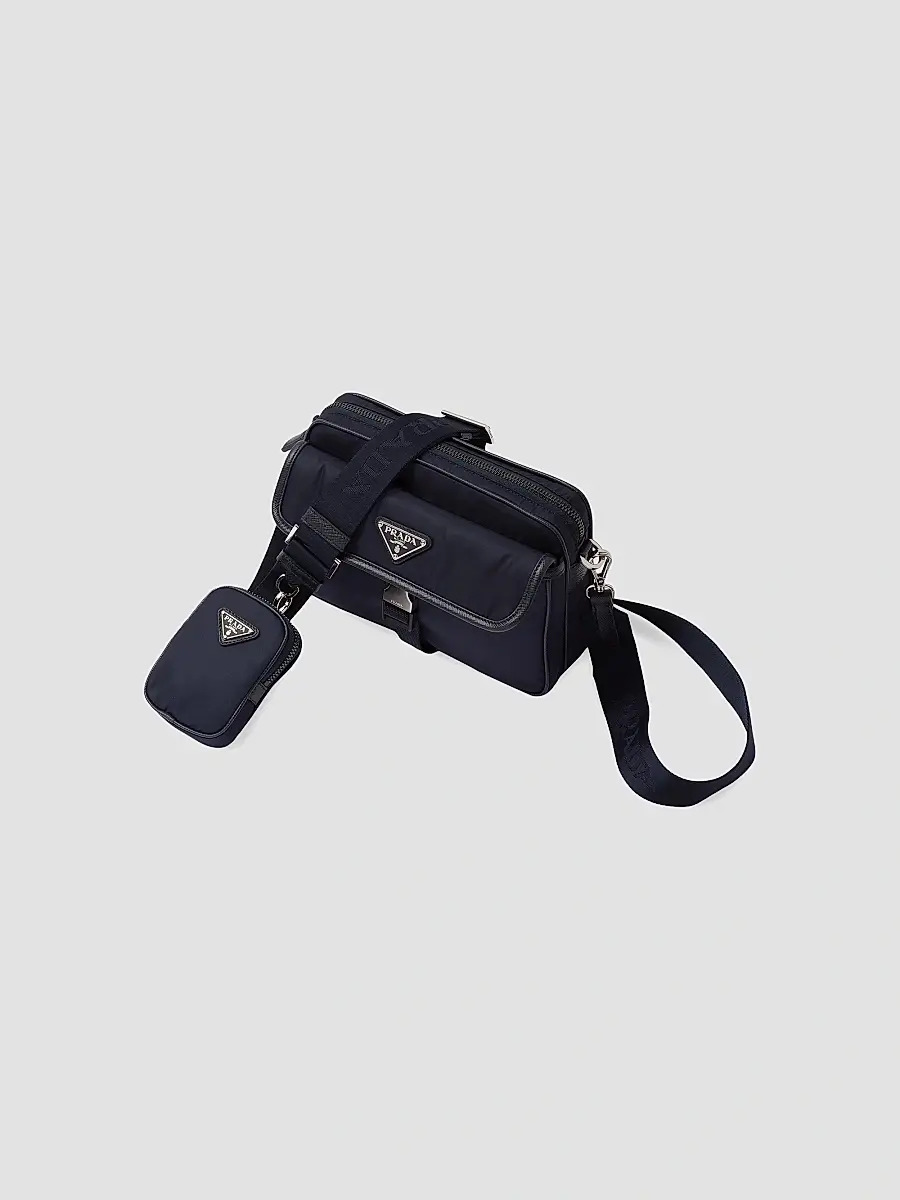 Prada Men's Re-Nylon And Saffiano Leather Shoulder Bag - Blue | Thumbnail 3