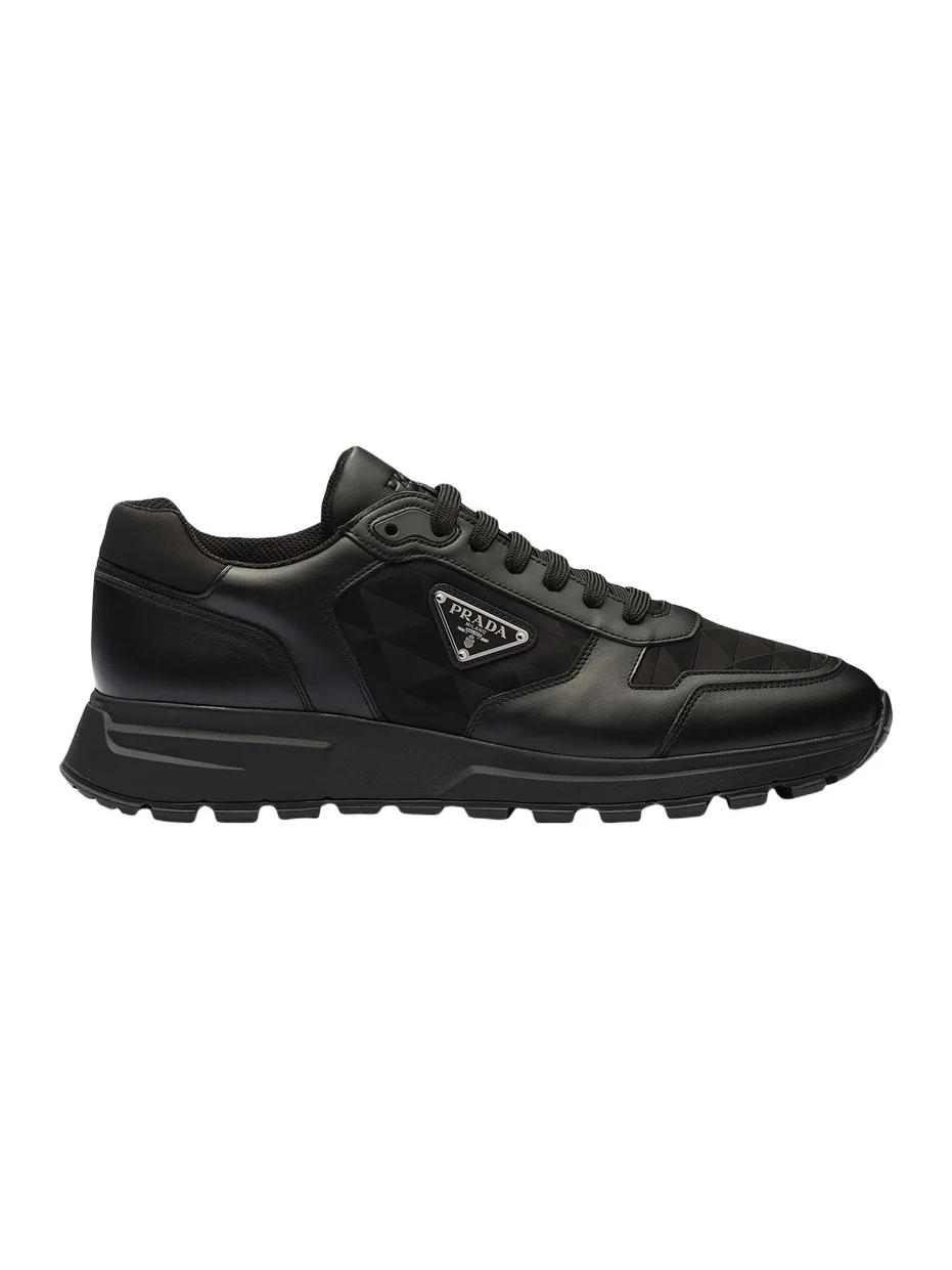 Men's Leather and Re-Nylon High-Top Sneakers