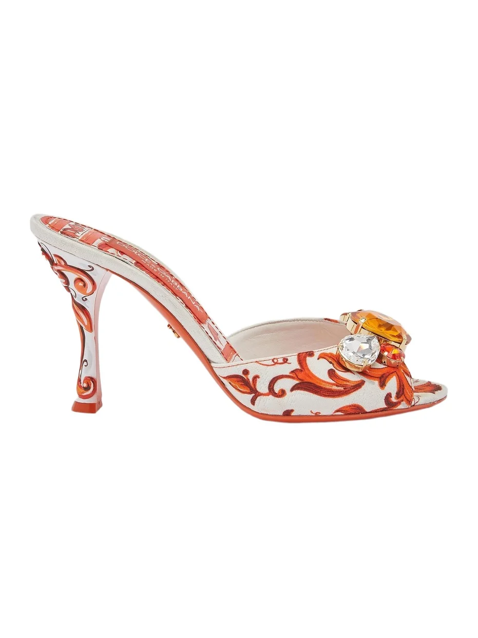 Dolce & Gabbana Women's 85MM Embellished Majolica Stiletto Mules