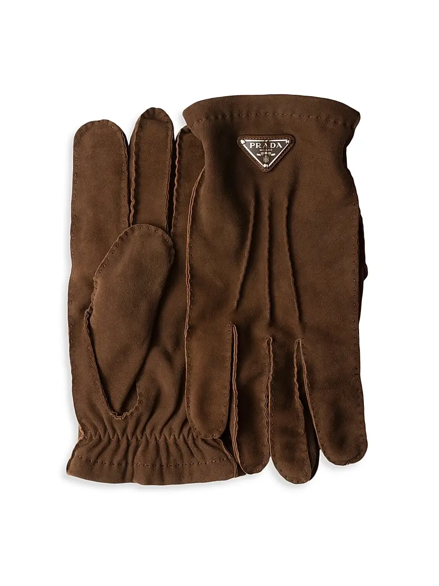 Prada Men's Suede Gloves - Brown - Size 9 | Image 1 Prada Men's Suede Gloves - Brown - Size 9 | Image 1