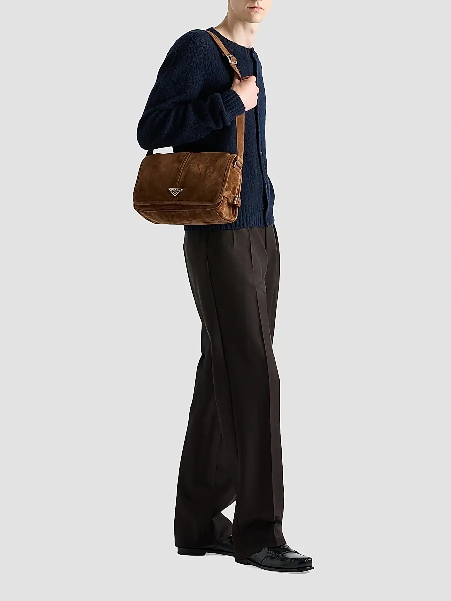 Prada Men's Suede Shoulder Bag | Thumbnail 2 Prada Men's Suede Shoulder Bag | Thumbnail 2