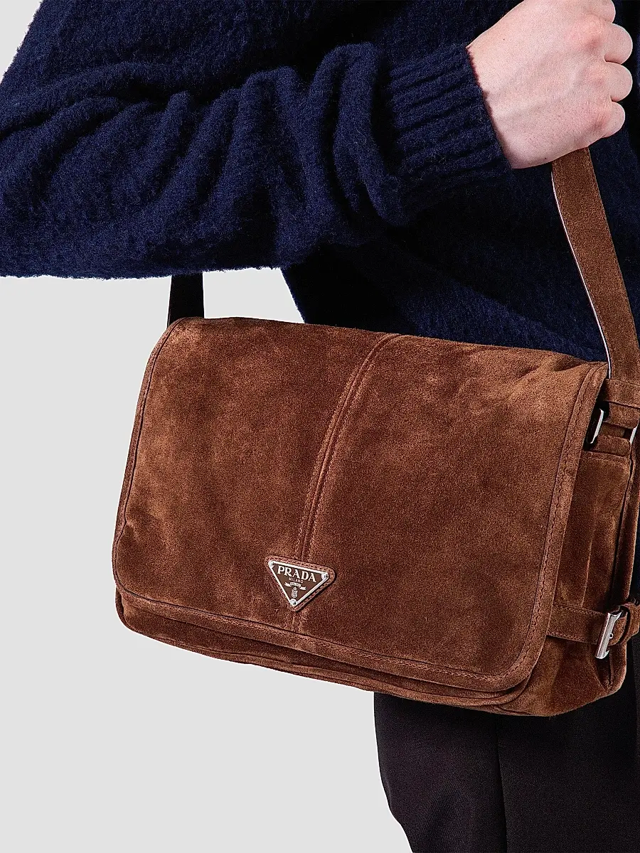 Prada Men's Suede Shoulder Bag | Thumbnail 8 Prada Men's Suede Shoulder Bag | Thumbnail 8