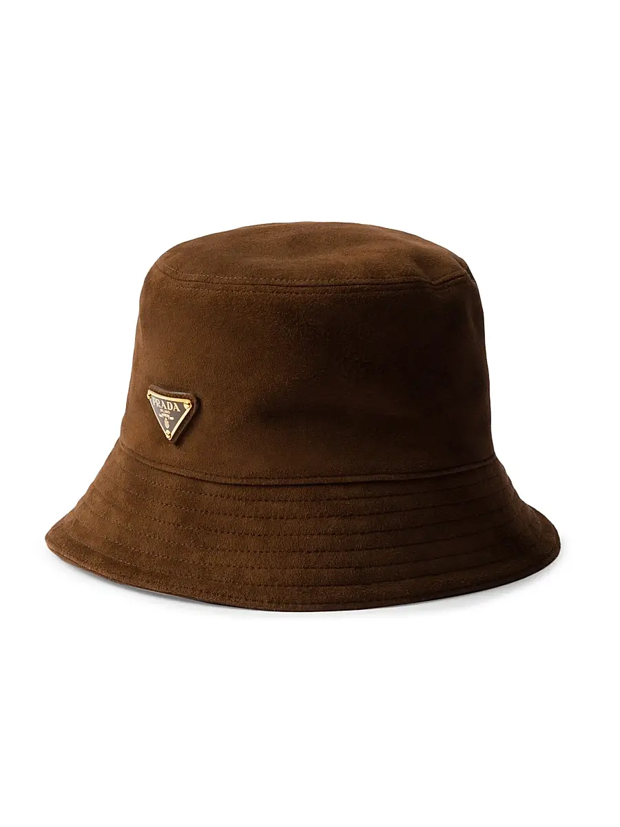 Prada Women's Suede Bucket Hat - Brown - Size Large | Image 1 Prada Women's Suede Bucket Hat - Brown - Size Large | Image 1