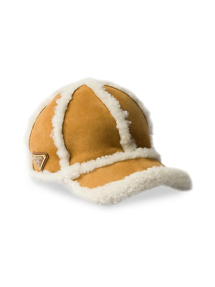 Prada Women's Suede Shearling Baseball Cap - Beige Khaki - Size Small | Image 1 Prada Women's Suede Shearling Baseball Cap - Beige Khaki - Size Small | Image 1